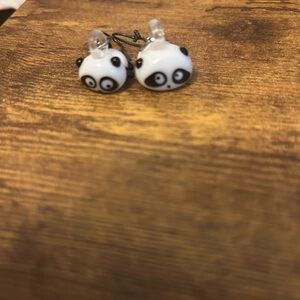 Adorable Handmade Glass Panda Earrings
